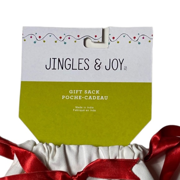 NWT Jingles & Joy Christmas Holiday Fabric Drawstring Gift Sack - Picture 2 of 6